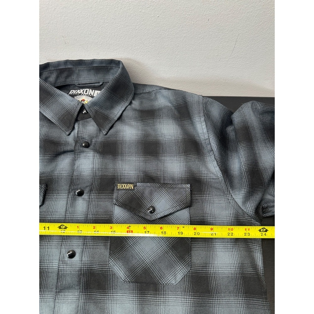 Dixxon Flannel The Storm Plaid Shirt Black Gray Long Sleeve Pearl Snap - Large - Picture 4 of 6
